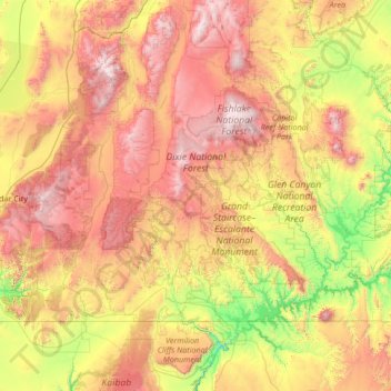 Dixie National Forest topographic map, elevation, terrain