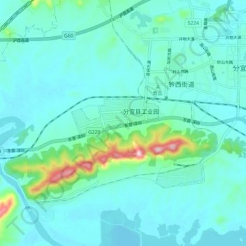 分宜县工业园 topographic map, elevation, terrain
