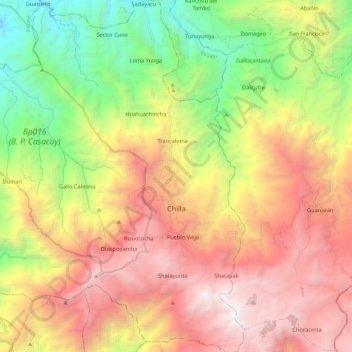 Chilla topographic map, elevation, terrain