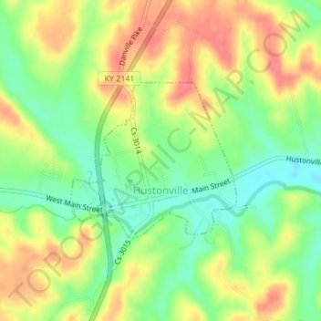 Hustonville topographic map, elevation, terrain