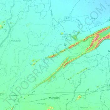 Rajgir Forests topographic map, elevation, terrain