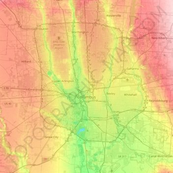Columbus topographic map, elevation, terrain