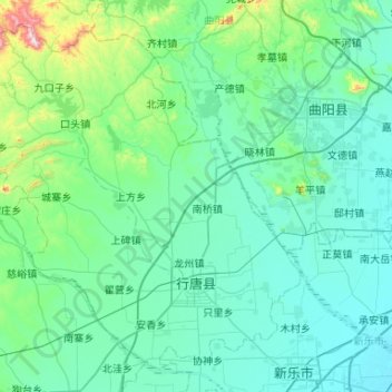 Xingtang County topographic map, elevation, terrain