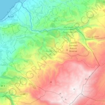 Miniyeh-Danniyeh District topographic map, elevation, terrain