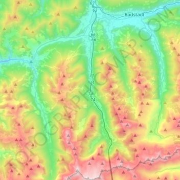 Flachau topographic map, elevation, terrain