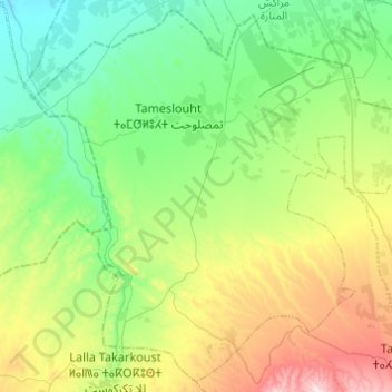 caïdat de Tameslouhte topographic map, elevation, terrain
