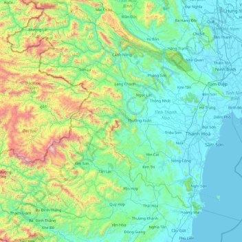 Thanh Hoá Province topographic map, elevation, terrain