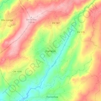 Dornelas topographic map, elevation, terrain