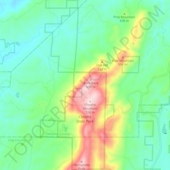 Cheaha State Park topographic map, elevation, terrain