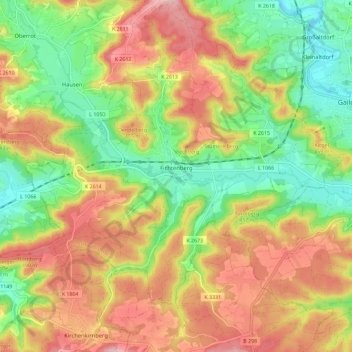 Fichtenberg topographic map, elevation, terrain