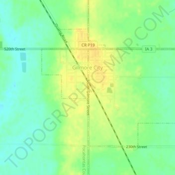 Gilmore City topographic map, elevation, terrain