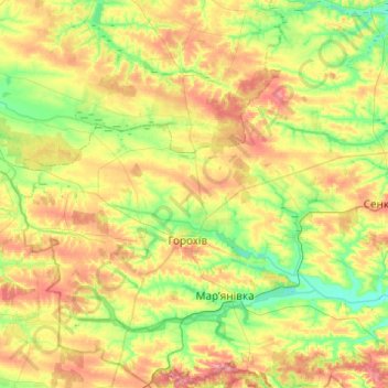 Horokhiv Urban Hromada topographic map, elevation, terrain