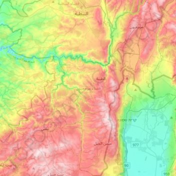 Marjayoun District topographic map, elevation, terrain