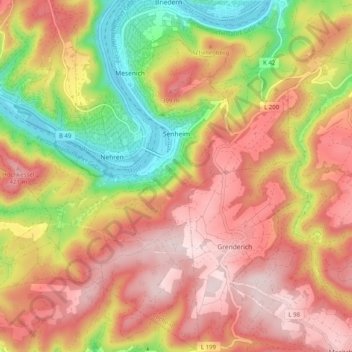 Senheim topographic map, elevation, terrain