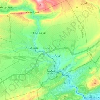 Qudsaya Subdstrict topographic map, elevation, terrain