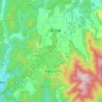 Yuchi Township topographic map, elevation, terrain