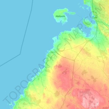 Raahen seutukunta topographic map, elevation, terrain