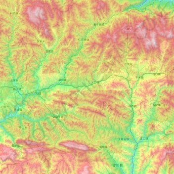 凤县 topographic map, elevation, terrain