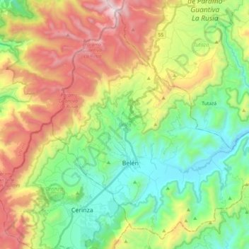 Belén topographic map, elevation, terrain