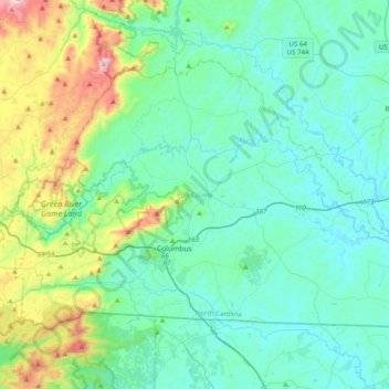 Polk County topographic map, elevation, terrain