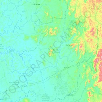 Bombali District topographic map, elevation, terrain