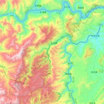 水富市 topographic map, elevation, terrain