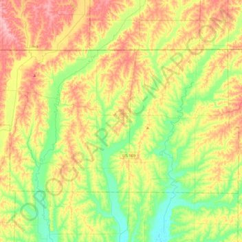 Worth County topographic map, elevation, terrain
