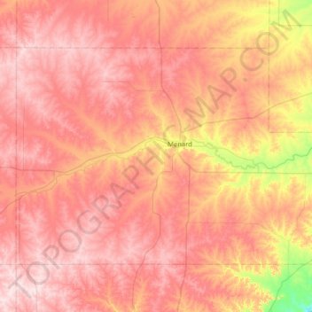 Menard County topographic map, elevation, terrain