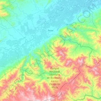 Tocoa topographic map, elevation, terrain