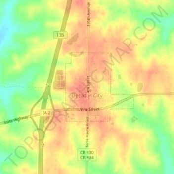 Decatur City topographic map, elevation, terrain