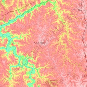 Owen County topographic map, elevation, terrain