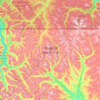 Pasayten Wilderness topographic map, elevation, terrain
