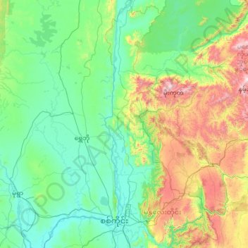 Pyin Oo Lwin District topographic map, elevation, terrain