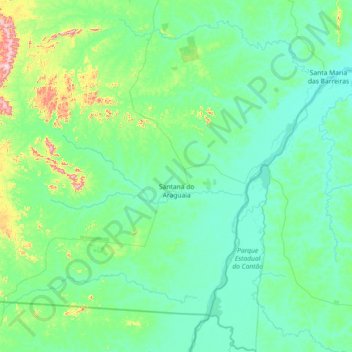 Santana do Araguaia topographic map, elevation, terrain