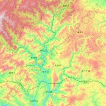 兴山县 topographic map, elevation, terrain
