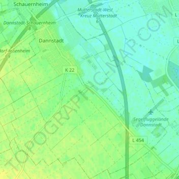 Dannstadt topographic map, elevation, terrain