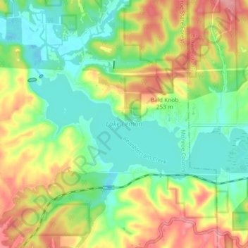 Lake Lemon topographic map, elevation, terrain