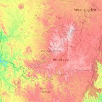 Vakinankaratra topographic map, elevation, terrain