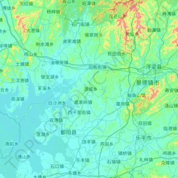 鄱阳县 topographic map, elevation, terrain