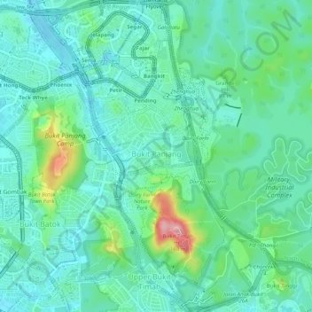 Bukit Panjang topographic map, elevation, terrain
