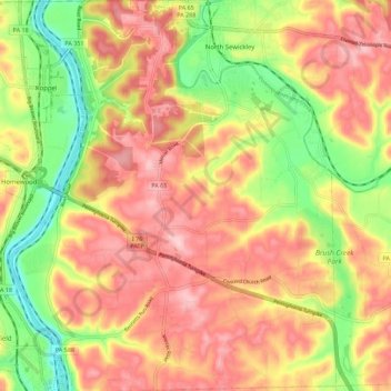 North Sewickley Township topographic map, elevation, terrain
