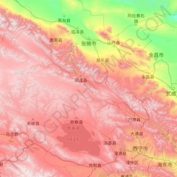 Haibei topographic map, elevation, terrain