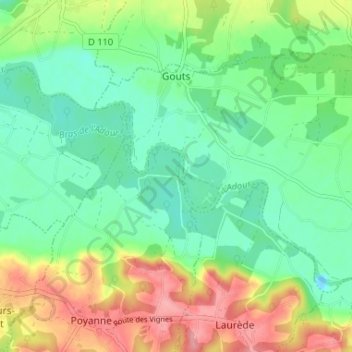 Gouts topographic map, elevation, terrain