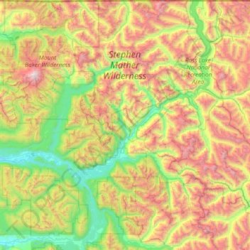 Stephen Mather Wilderness topographic map, elevation, terrain