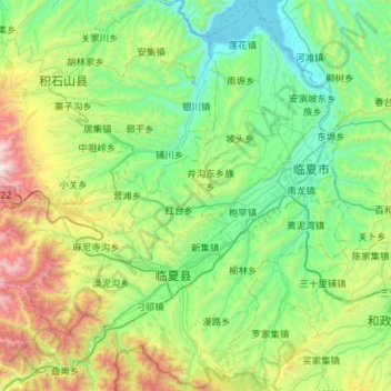 临夏县 topographic map, elevation, terrain