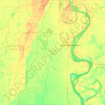 East Carroll Parish topographic map, elevation, terrain