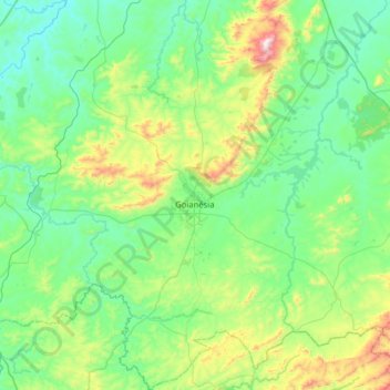 Goianésia topographic map, elevation, terrain