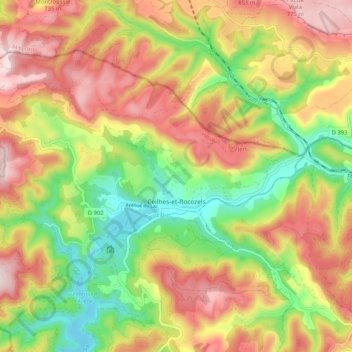 Ceilhes-et-Rocozels topographic map, elevation, terrain