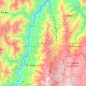 Sabanalarga topographic map, elevation, terrain