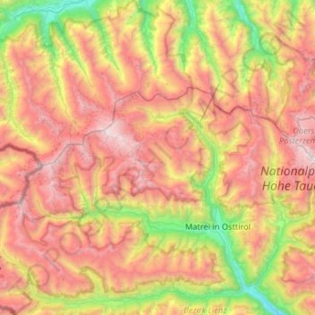 Nationalpark Hohe Tauern topographic map, elevation, terrain